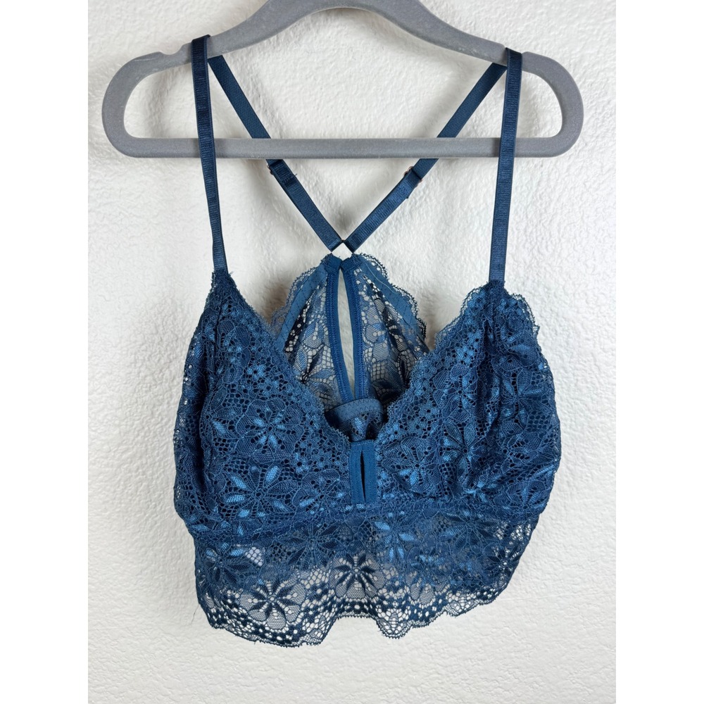 Marilyn Monroe Bralette Womens‎ Medium Blue Floral Lace Stretch Boho Indie